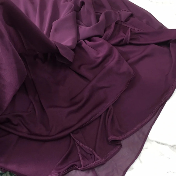 Morille Madeline Gardner Eggplant Purple Chiffon Long Gown Womens 4 Bridesmaid - Picture 12 of 13